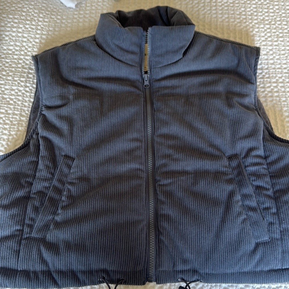 Thread and supply blue corduroy cropped vest